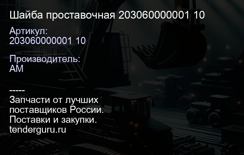 203060000001 10 Шайба проставочная 203060000001 10 | купить запчасти